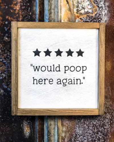 Would Poop Here Again - (Five Star Review for the Win!) - Humorous Bathroom Decorations  