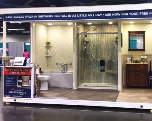 Display for County Fairs and Home Shows: Bathroom and shower display set up at the Riverside Home show. 