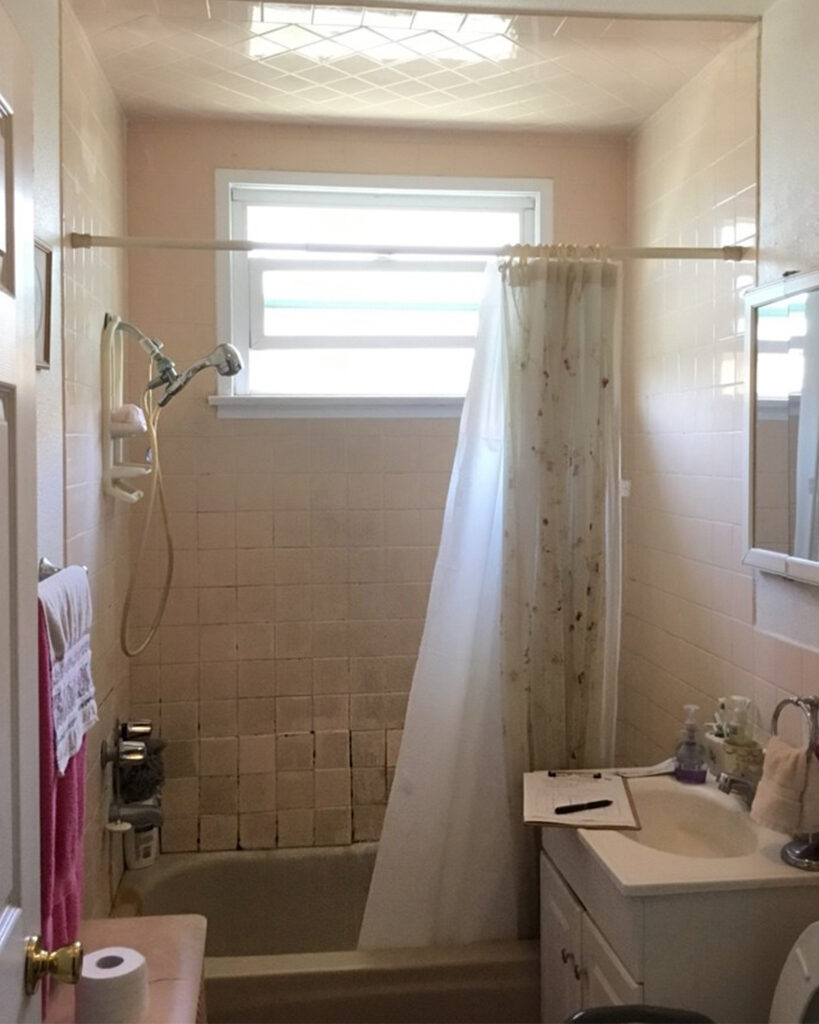 Shower in need of a bathroom remodel