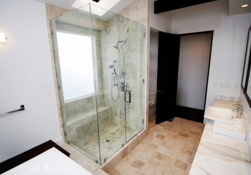 Picture of a frameless glass shower