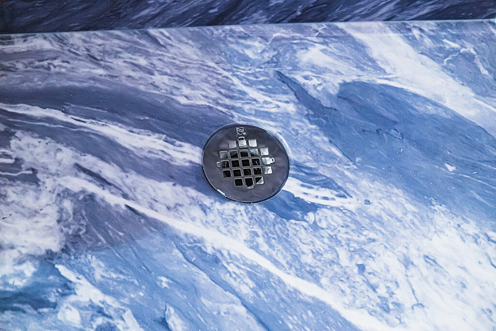 Upgraded bathroom remodel shower drain