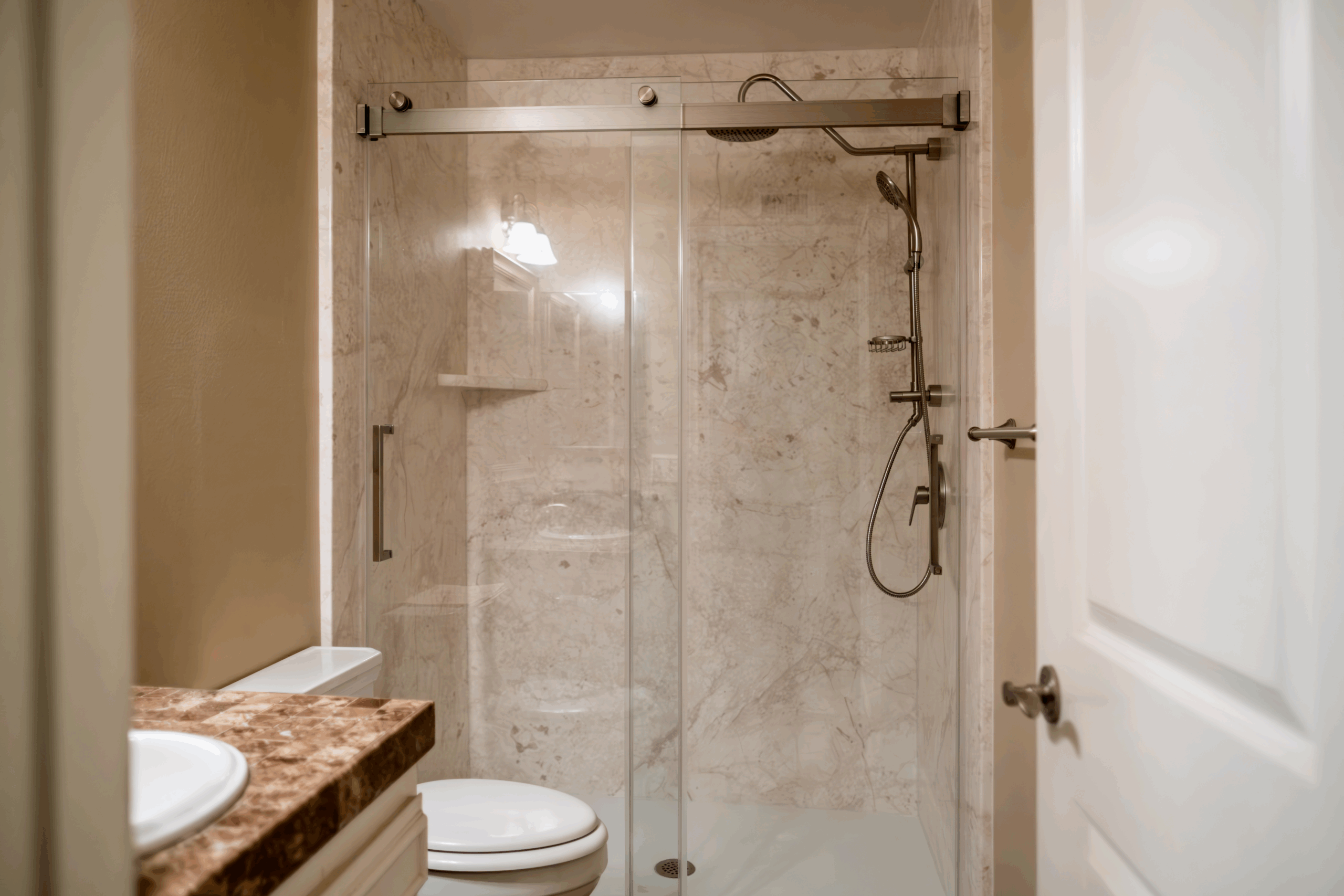 Yorba Linda’s Stunning 5-Star Walk-In Shower Bathroom Remodel in California Bathroom Remodel with Walk-in low threshold shower