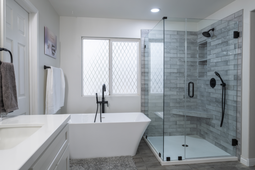 bathroom remodel with walk-in shower