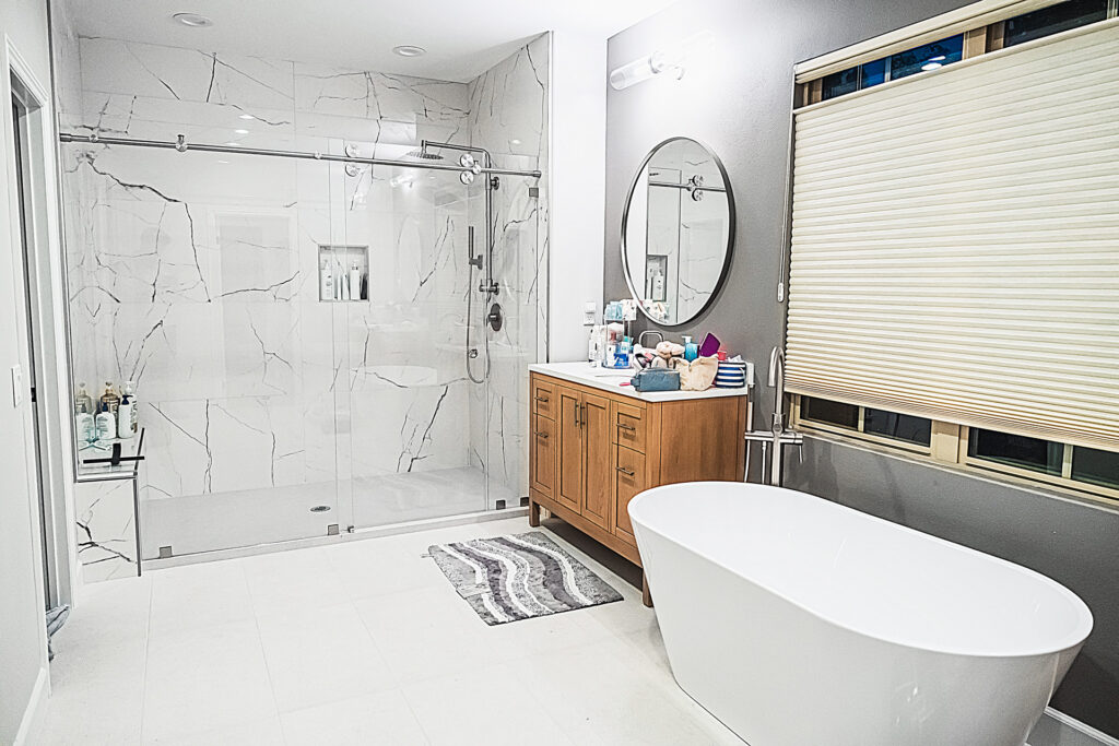 Bathroom remodel with walk-in shower