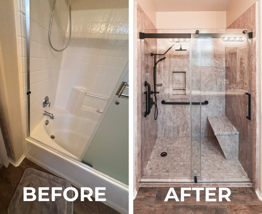 Bathroom remodel before and after